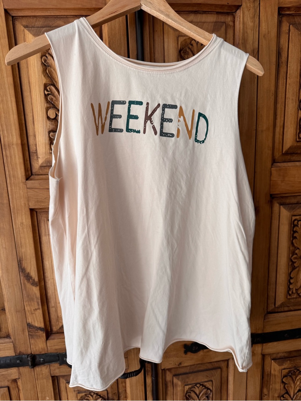 Mazik Cream Graphic Tank with Multicolor Lettering